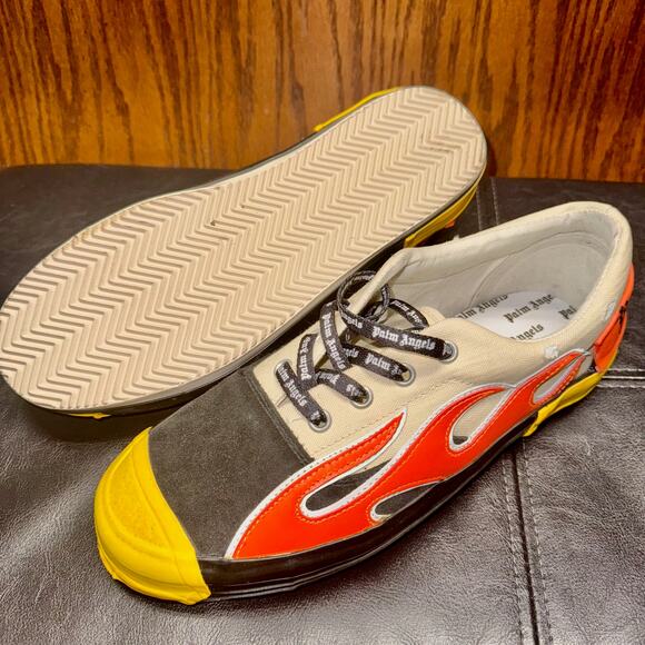 Palm Angels Men's Multicolor Low Top Canvas Scarpa Flame Shoes - Size 41 NWOT - Picture 10 of 12